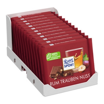 Ritter Sport - Rum Rozijnen Hazelnoten - 12x 100g