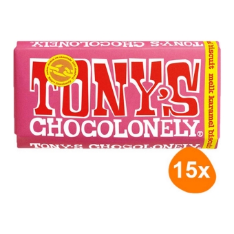 Tony's Chocolonely - Melk Karamel biscuit - 15x 180g