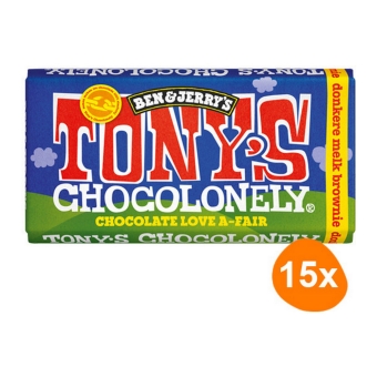 Tony's Chocolonely - Ben & Jerry's Donkere melk brownie - 15x 180g
