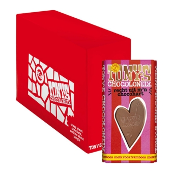 Tony's Chocolonely - Gifting bar: Recht uit m'n chocohart (Melk roos framboos) - 15x 180g