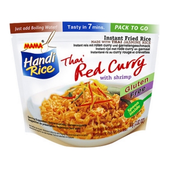 Mama Handi Rice - Instant Gebakken jasmijnrijst Thai Red Curry met garnalen - 10 zakjes
