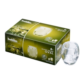 Bolsius - Relight Houder Ovaal - Transparant - 6 stuks