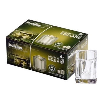 Bolsius - Relight Houder Square - Transparant - 6 stuks