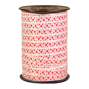 Lint - Wit met Malo Mini Harten - 10 mm x 230 m - Per rol