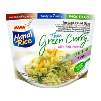 Mama Handi Rice - Instant Gebakken jasmijnrijst Thai Green Curry met vis - 10 zakjes