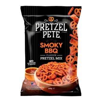 Pretzel Pete - Smoky Bbq Pretzel Mix Zak - 8 x 160 gram