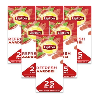 Lipton - Feel Good Selection Zwarte Thee Aardbei - 6x 25 zakjes