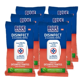 Blue Wonder - Desinfectie reinigingsdoekjes - 6x 72 doekjes