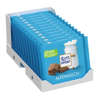 Ritter Sport - Alpenmelk Chocolade - 12x 100g