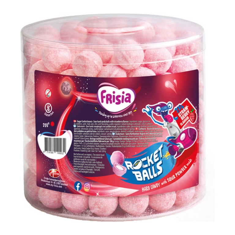 Frisia - Rocket Balls - Zure Kogels - Aardbei - 200 stuks