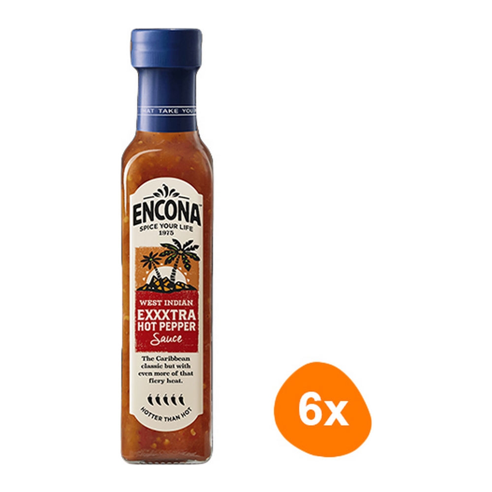 Encona West Indian Exxxtra Hot Pepper Sauce 6x 142ml