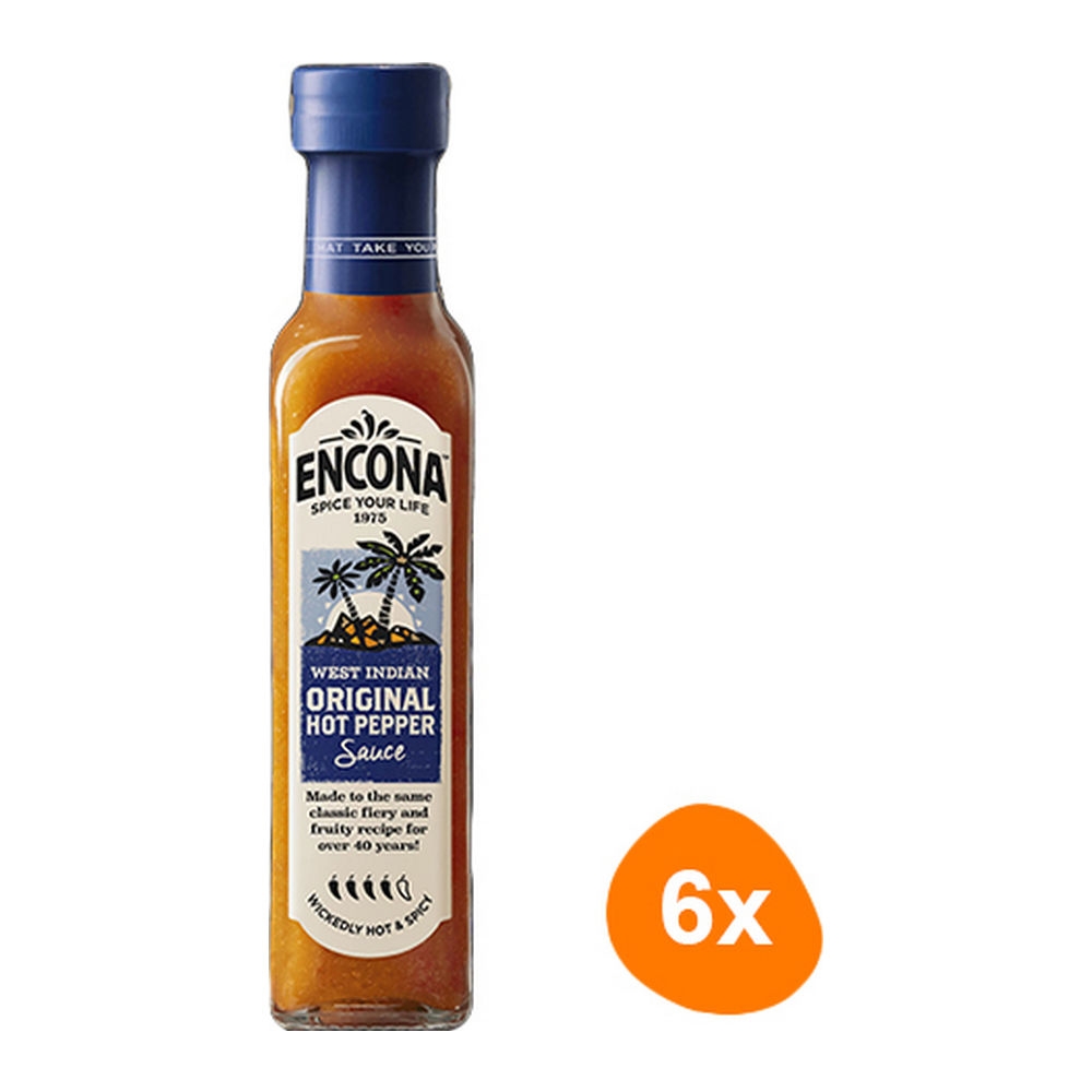 Encona West Indian Original Hot Pepper Sauce 6x 142ml