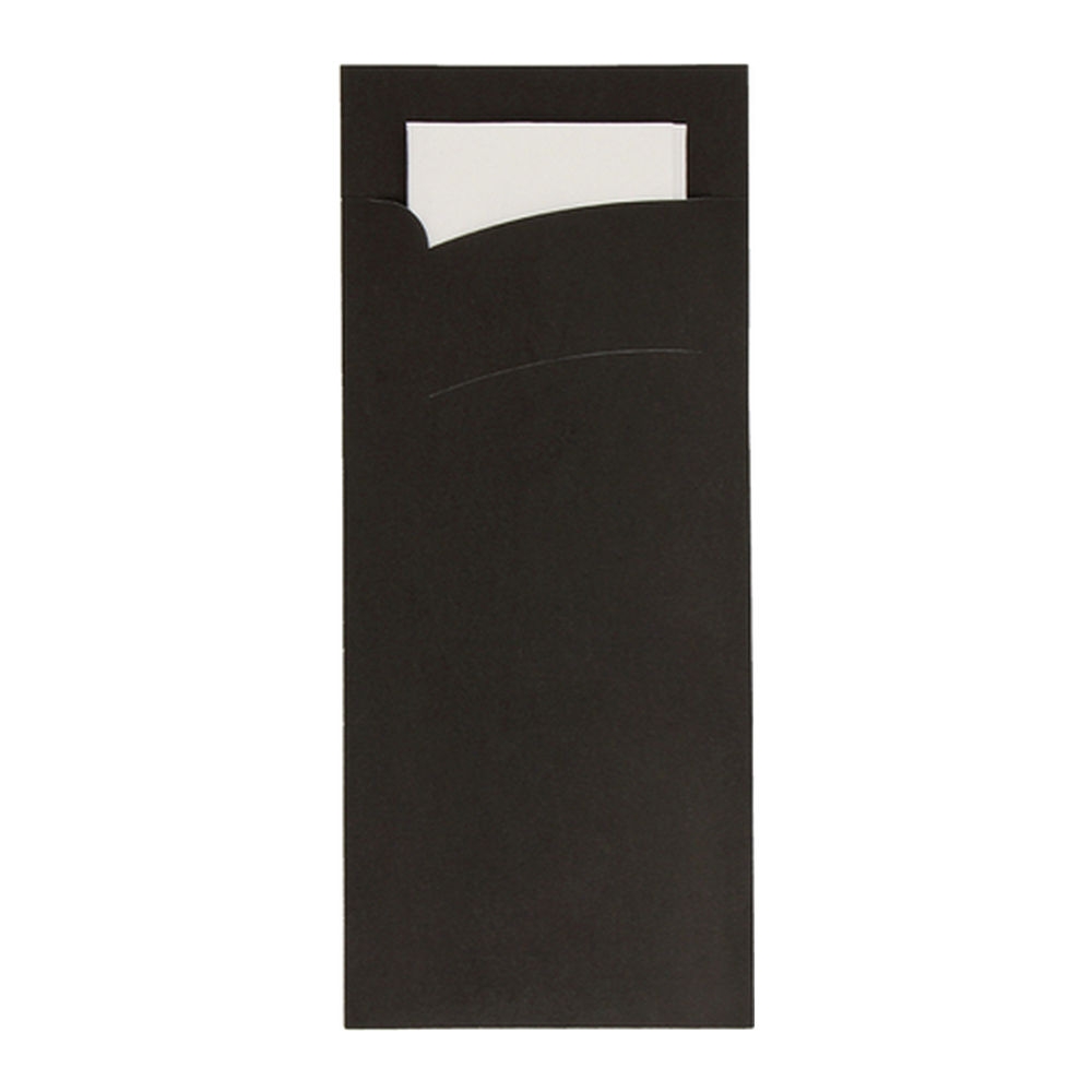 Bestekzakje - Pochette Zwart - Wit Servet - 600 stuks afbeelding 1
