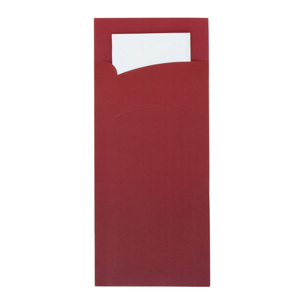Bestekzakje - Pochette Bordeaux - Wit Servet - 600 stuks afbeelding 1