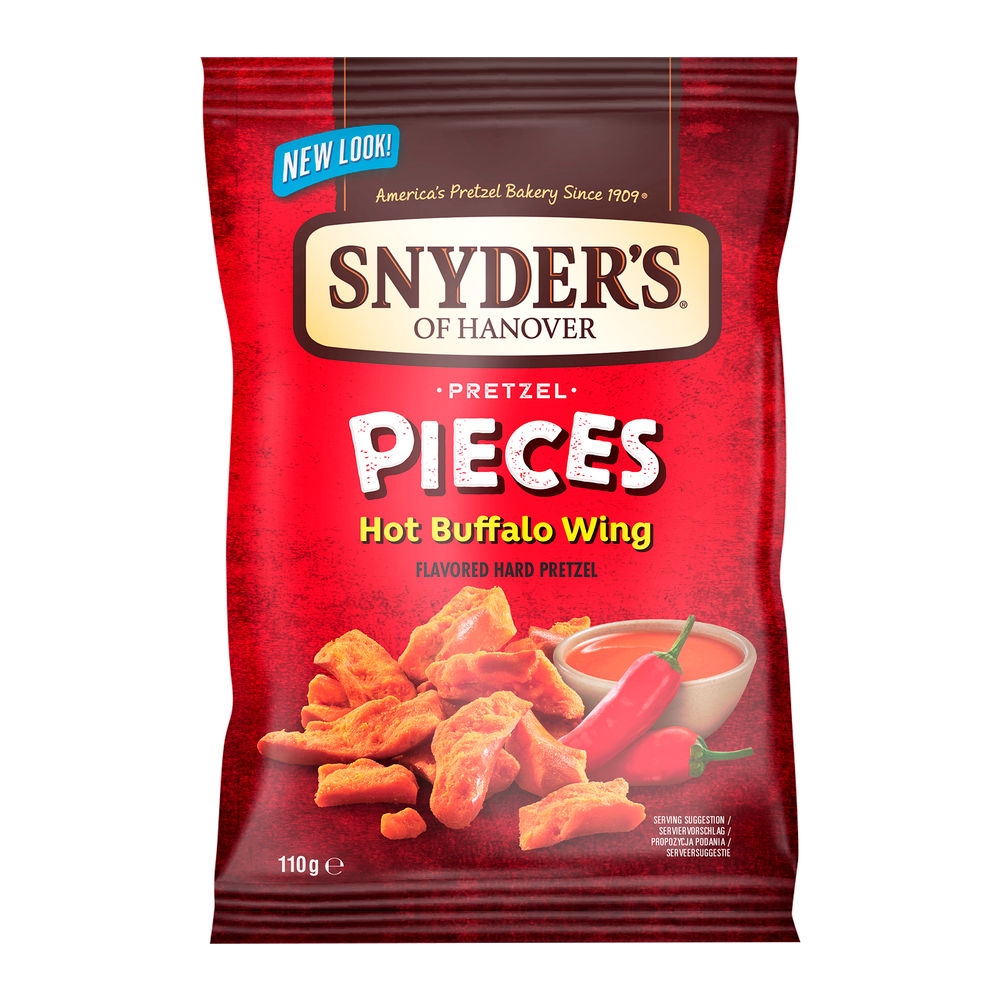 Snyderapos s of Hanover Soh Hot Buffalo Wing Pretzel Pieces 10 x 110 gram