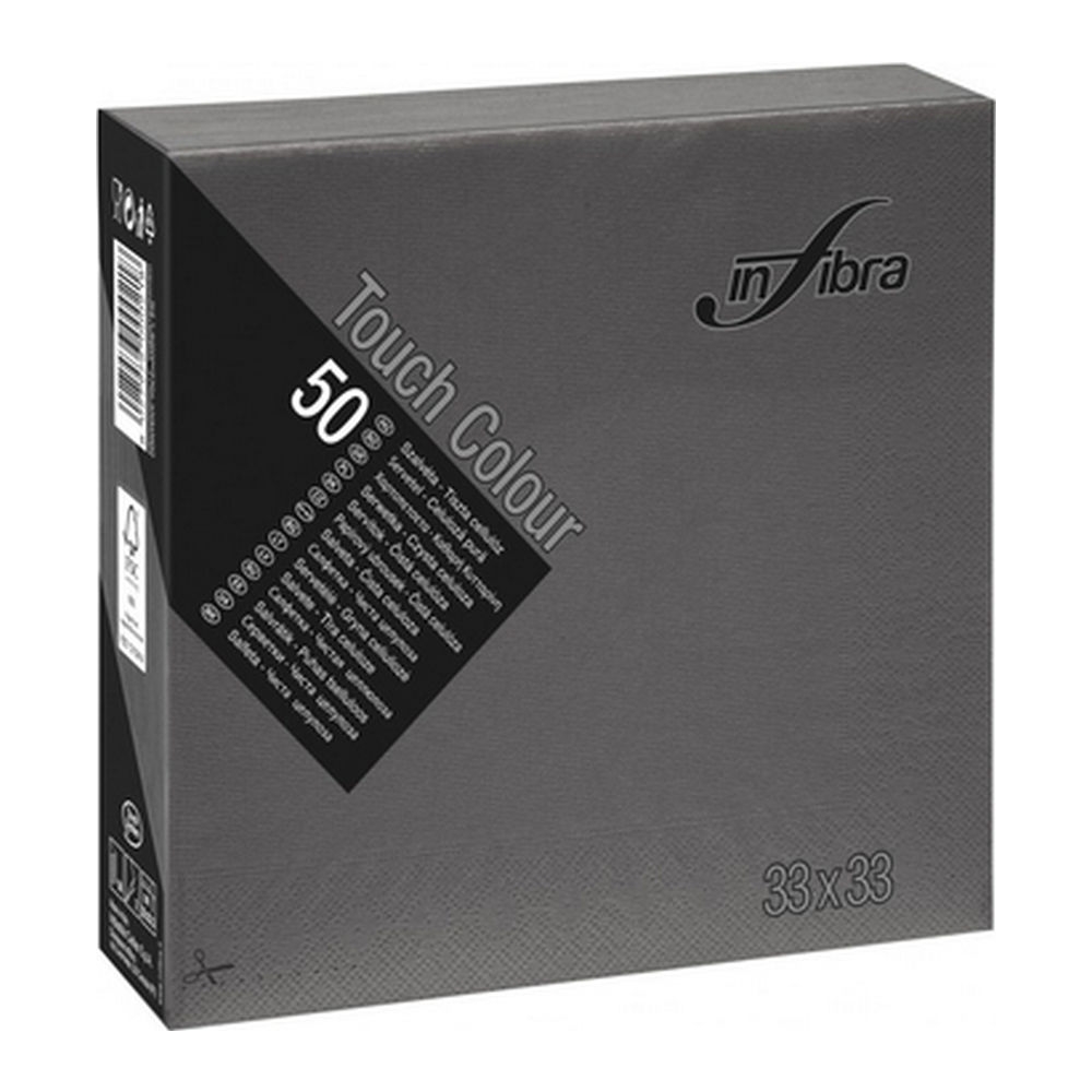 Infibra - Servetten 2-laags - 1/4 vouw - Zwart - 33x33cm - 24x50 stuks