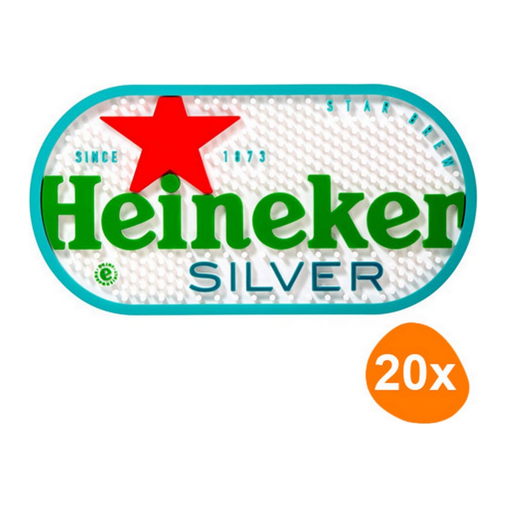 Heineken - Barmat Silver (23cm x 16.5cm) - 20 stuks afbeelding 1