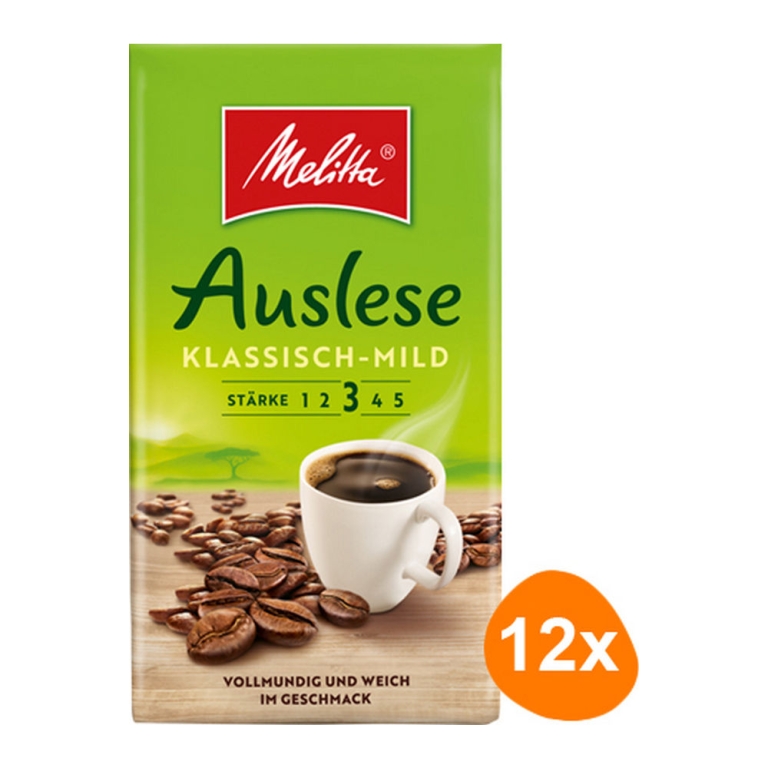 Melitta - Auslese Classic-Mild Gemalen koffie - 12x 500g
