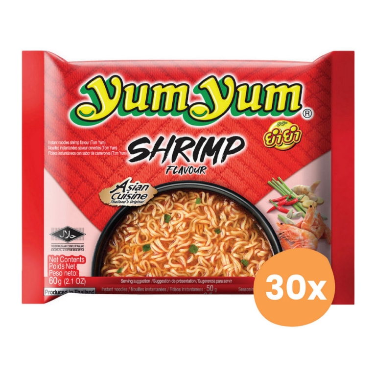 Yum Yum | Garnaal Noedels Zakje | 30 x 60 gram
