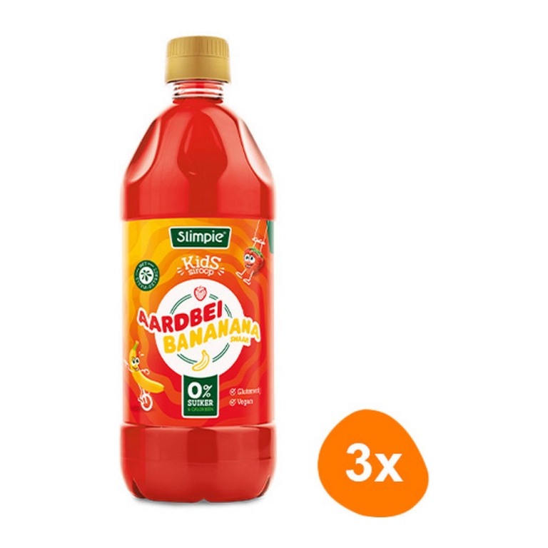 Slimpie - Aardbei Bananana Kids Siroop - 3x 580ml