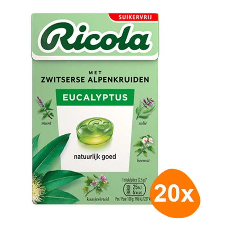 Ricola - Eucalyptus Suikervrij - 20x 50g