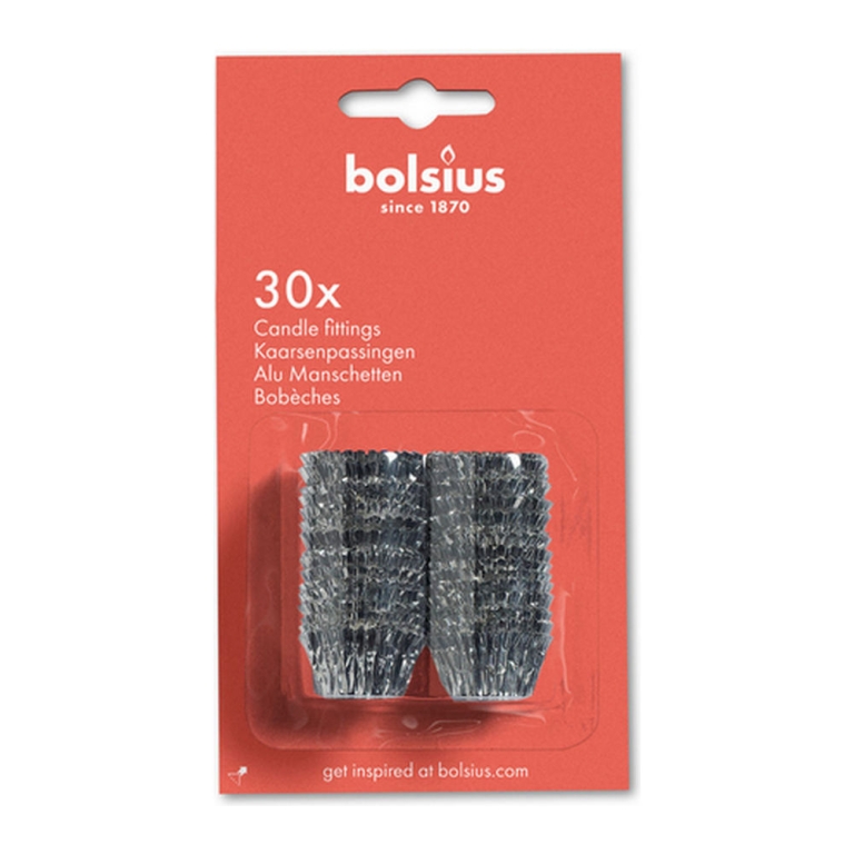 Bolsius - Aluminium Kaarsenpassingen Zilverkleurig - 24 x 30 stuks