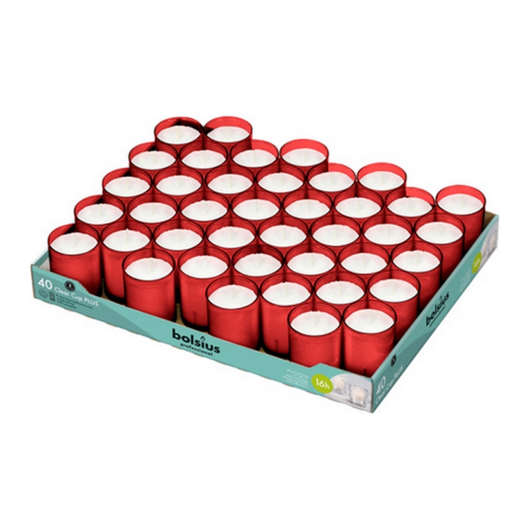 Bolsius - Clear Cup Plus - Rood - 40 stuks
