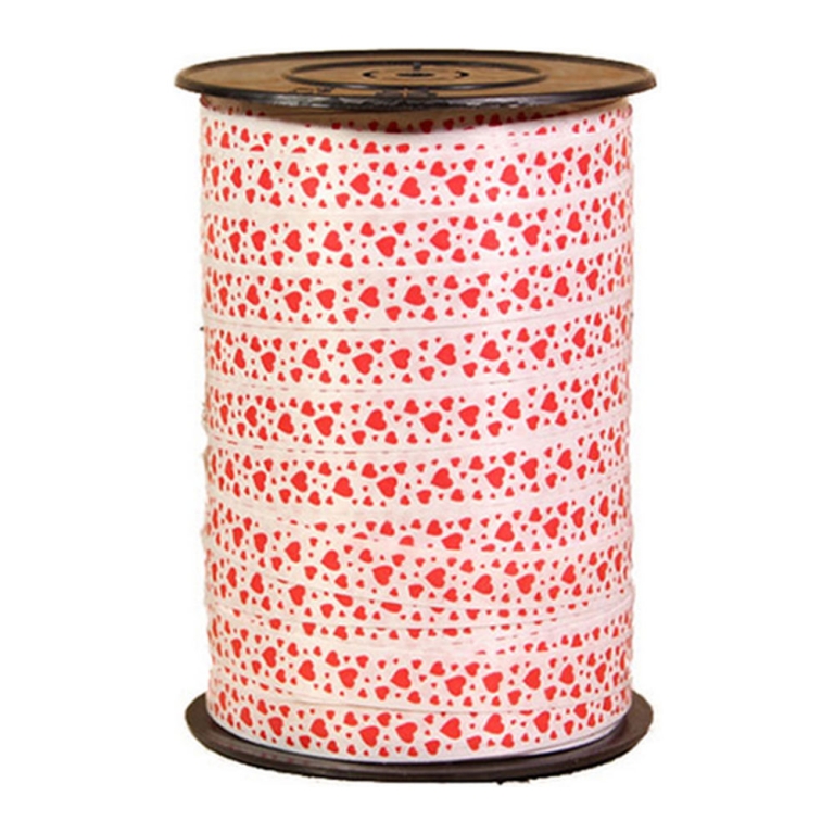 Lint - Wit met Malo Mini Harten - 10 mm x 230 m - Per rol