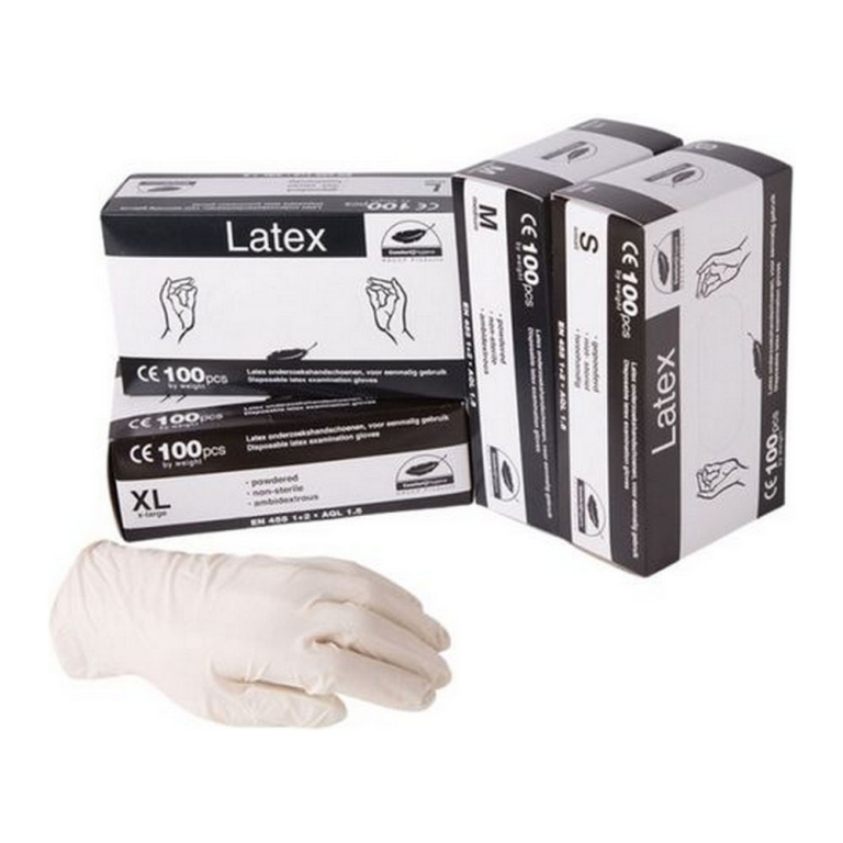 Handschoen - Latex Wit Small Gepoederd - 100 stuks