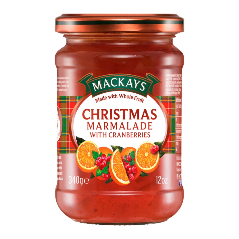 Mackays - Kerst Marmalade Cranberries Glas - 6 x 340 gram