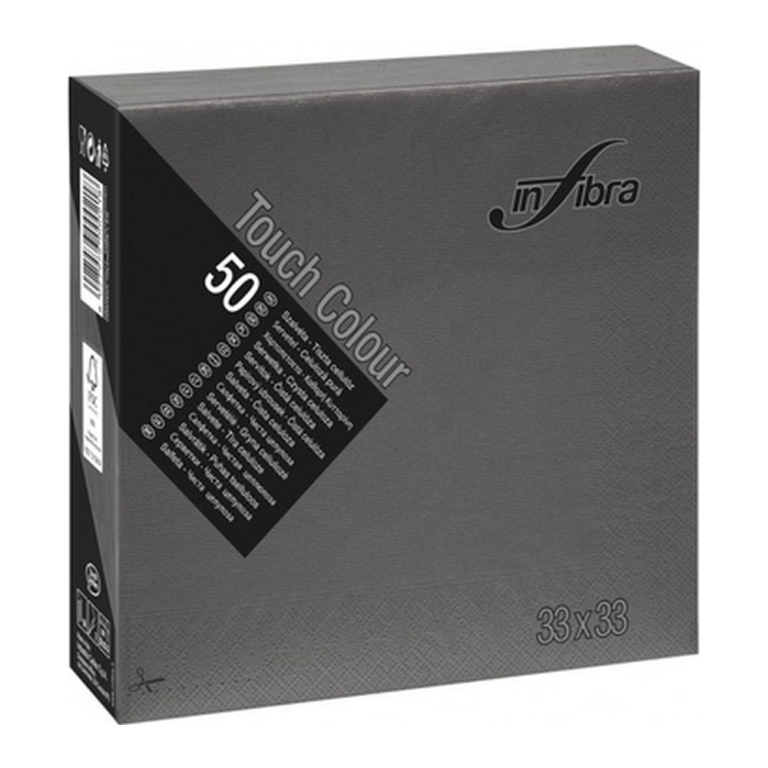Infibra - Servetten 2-laags - 1/4 vouw - Zwart - 33x33cm - 24x50 stuks