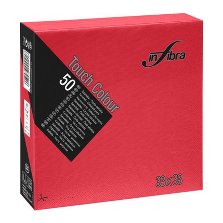 Infibra - Servetten 2-laags - 1/4 vouw - Rood - 33x33cm - 24x50 stuks