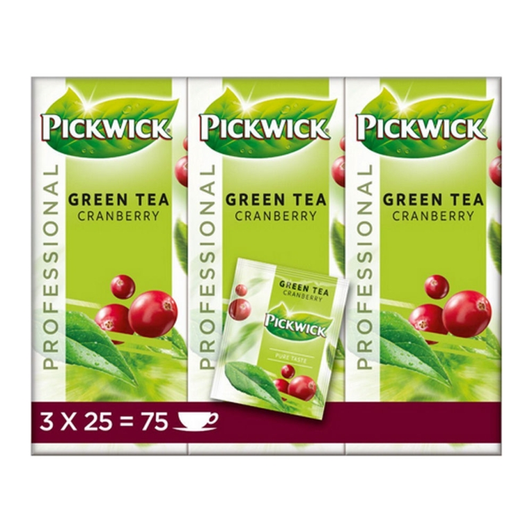 Pickwick - Professional Green Tea Cranberry - 3x 25 zakjes
