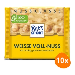 Ritter Sport - Wit Hele Hazelnoot - 10x 100g