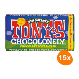 Tony's Chocolonely - Ben & Jerry's Donkere melk brownie - 15x 180g