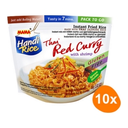 Mama Handi Rice - Instant Gebakken jasmijnrijst Thai Red Curry met garnalen - 10 zakjes