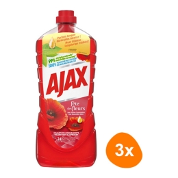 Ajax - Allesreiniger Rode Bloemen - 3x 1,25ltr