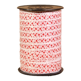 Lint - Wit met Malo Mini Harten - 10 mm x 230 m - Per rol