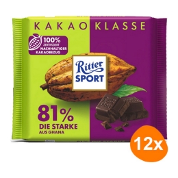 Ritter Sport - Cacao Selectie 81% Extra Intens uit Ghana - 12x 100g