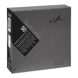 Infibra - Servetten 2-laags - 1/4 vouw - Zwart - 33x33cm - 24x50 stuks