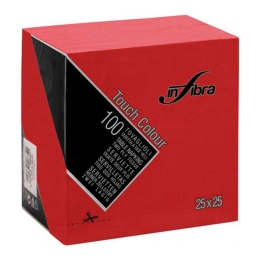 Infibra - Servetten 2-laags - 1/4 vouw - Rood - 25x25cm - 30x100 stuks