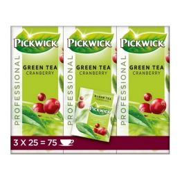 Pickwick - Professional Green Tea Cranberry - 3x 25 zakjes