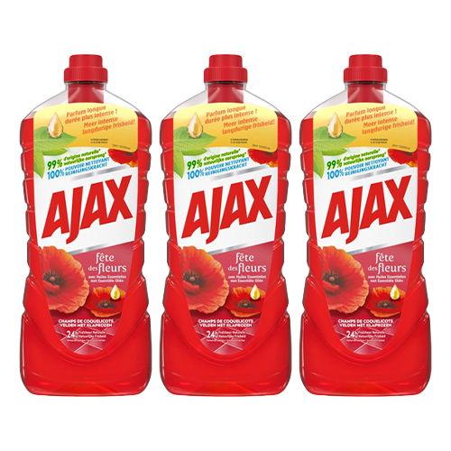 Ajax - Allesreiniger Rode Bloemen - 3x 1,25ltr