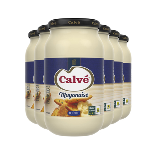Calvé De Échte Mayonaise gemaakt van goede en pure ingrediënten Pot geschikt voor vegetariërs 6x450 ml