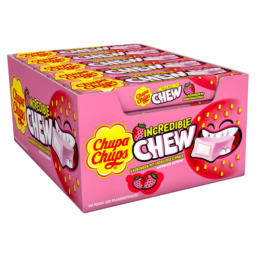 Chupa Chups - Incredible Chew Aardbei - 20 Stuks