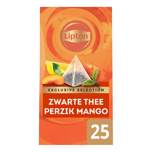 Lipton Exclusive Selection Zwarte Thee Perzik Mango 25 zakjes