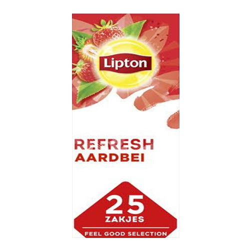 Lipton Feel Good Selection Zwarte Thee Aardbei 25 zakjes