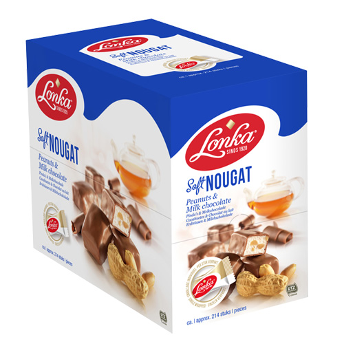 Lonka Soft Nougat Pindaapos s Melkchocolade individueel verpakt 214 stuks