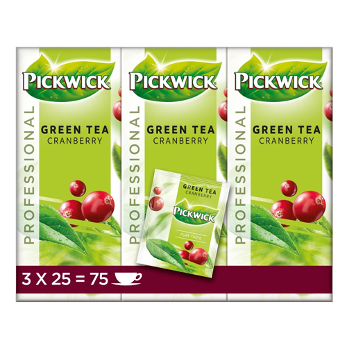 Pickwick Professional Green Tea Cranberry 3x 25 zakjes