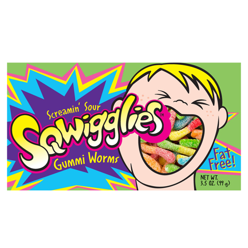 Sqwigglies Screaminapos Sour Gummi Worms 12 stuks